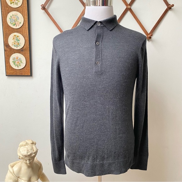 Bonobos Other - Bonobos Merino Wool Silk Grey Collared Pullover Slim Fit Sweater men’s Medium
